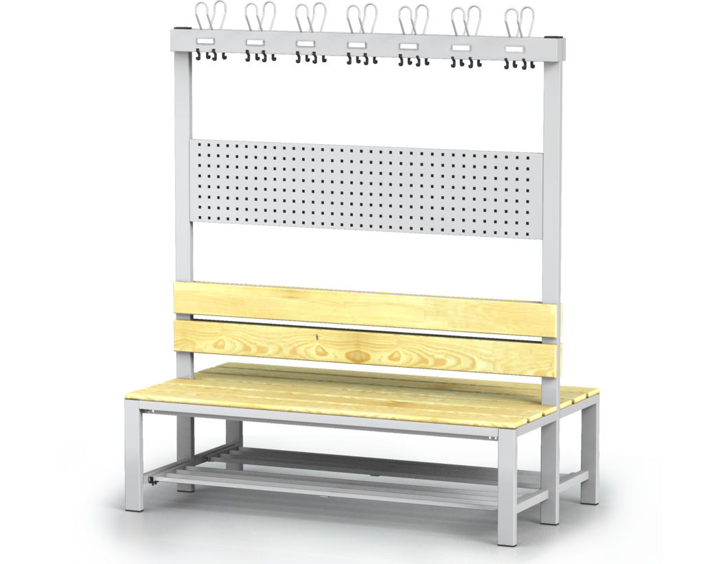 Double-sided benches with backrest and racks, spruce sticks -  with a reclining grate 1800 x 1500 x 830